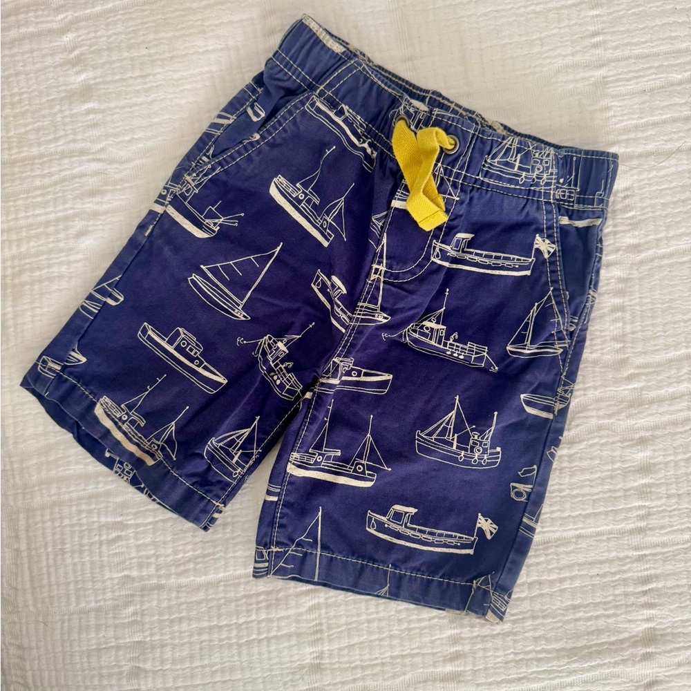 Mini Boden Boat Print boys Shorts - Blue and Yellow